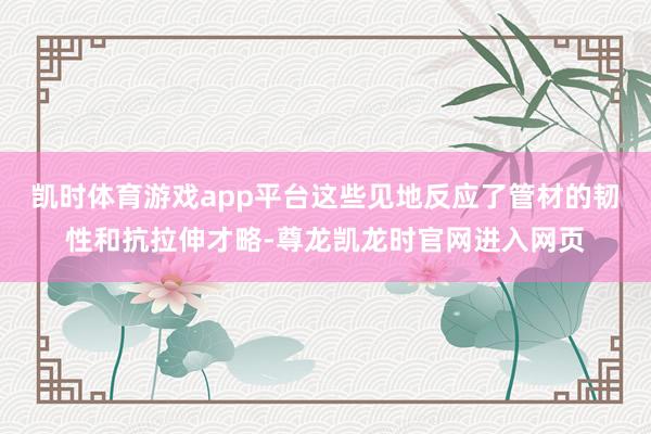 凯时体育游戏app平台这些见地反应了管材的韧性和抗拉伸才略-尊龙凯龙时官网进入网页