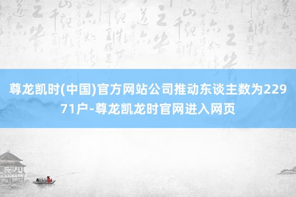尊龙凯时(中国)官方网站公司推动东谈主数为22971户-尊龙凯龙时官网进入网页