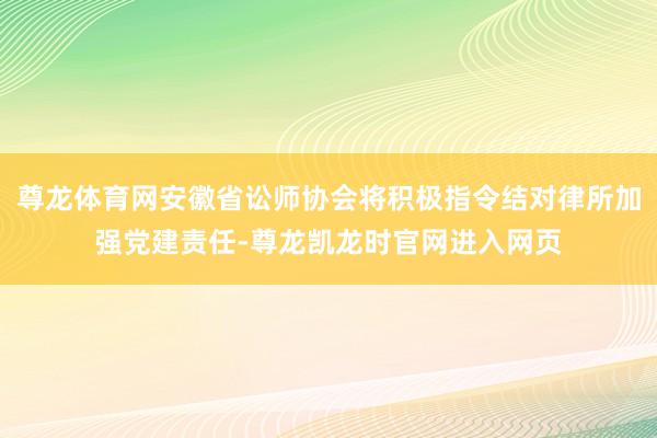 尊龙体育网安徽省讼师协会将积极指令结对律所加强党建责任-尊龙凯龙时官网进入网页