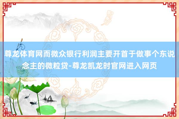 尊龙体育网而微众银行利润主要开首于做事个东说念主的微粒贷-尊龙凯龙时官网进入网页