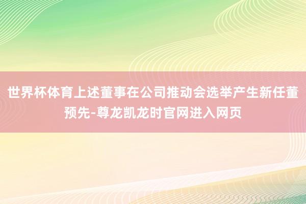 世界杯体育上述董事在公司推动会选举产生新任董预先-尊龙凯龙时官网进入网页