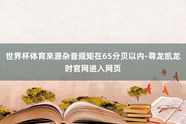 世界杯体育来源杂音规矩在65分贝以内-尊龙凯龙时官网进入网页